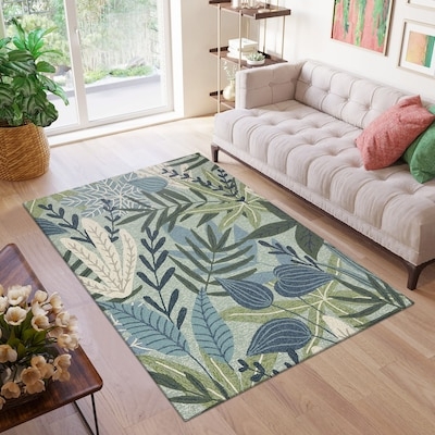 Navy Medallion Area Rug High Contrast Transitional Living