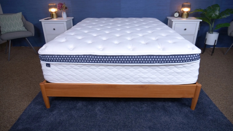 Navy Polka Dot Border Hybrid Mattress, Quilted Top Design