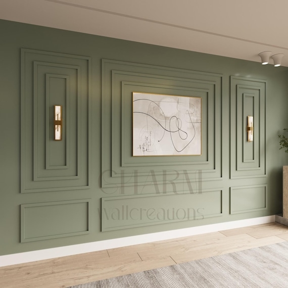Off-White Pre-Cut Wall Paneling Kit Traditional Wainscoting