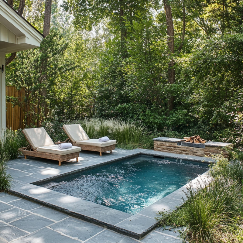 Organic Plunge Pool with Slate Blue Flagstone Patio