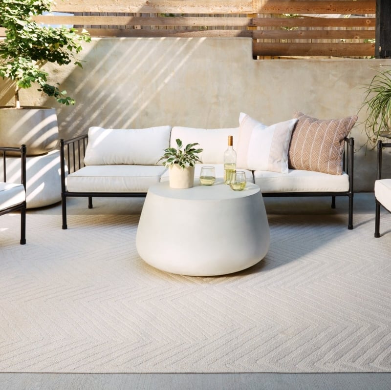Outdoor Area Rug Charcoal Botanical Floral Pattern Flatwoven Deck Styling