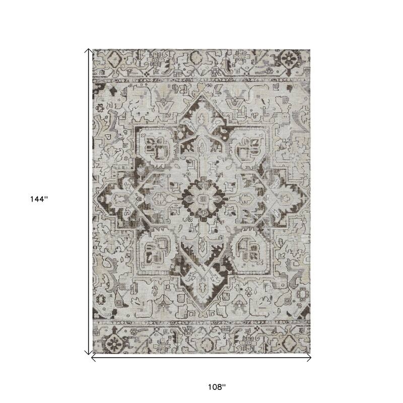 Outdoor Area Rug Muted Blue Medallion Pattern Weather Resistant