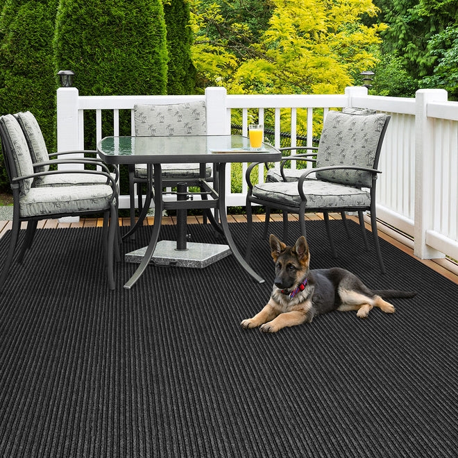 Outdoor Carpet Charcoal Double Ribbed Rubber Backing