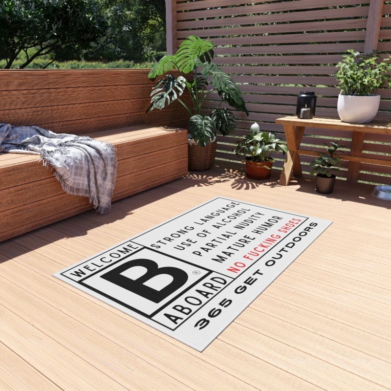 Outdoor Rug: Anchor Motifs, Navy Blue, Nautical Theme, Poolside