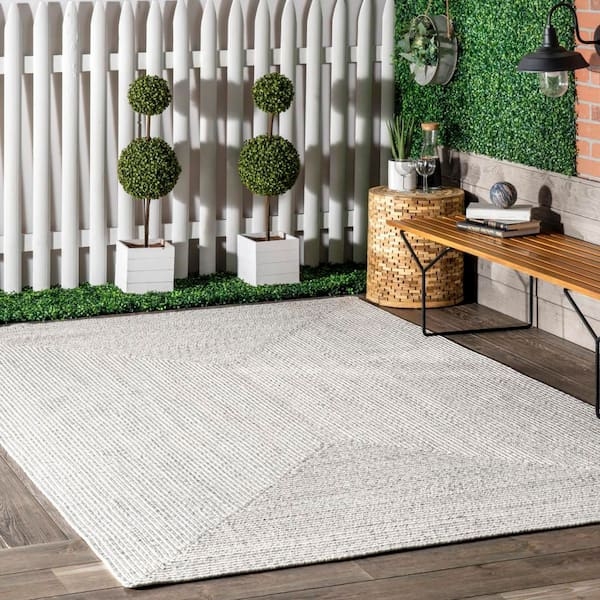 Outdoor Rug Geometric Trellis Pattern Flatweave Patio Deck Decor