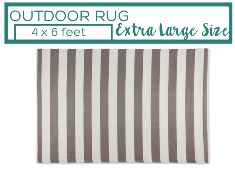 Outdoor Rug Grey White Striped Pattern Horizontal Flatweave Porch