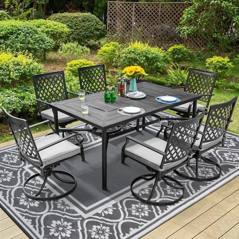 Outdoor Rug Modern Tribal Gray Geometric Waterproof Foldable Plastic Mat
