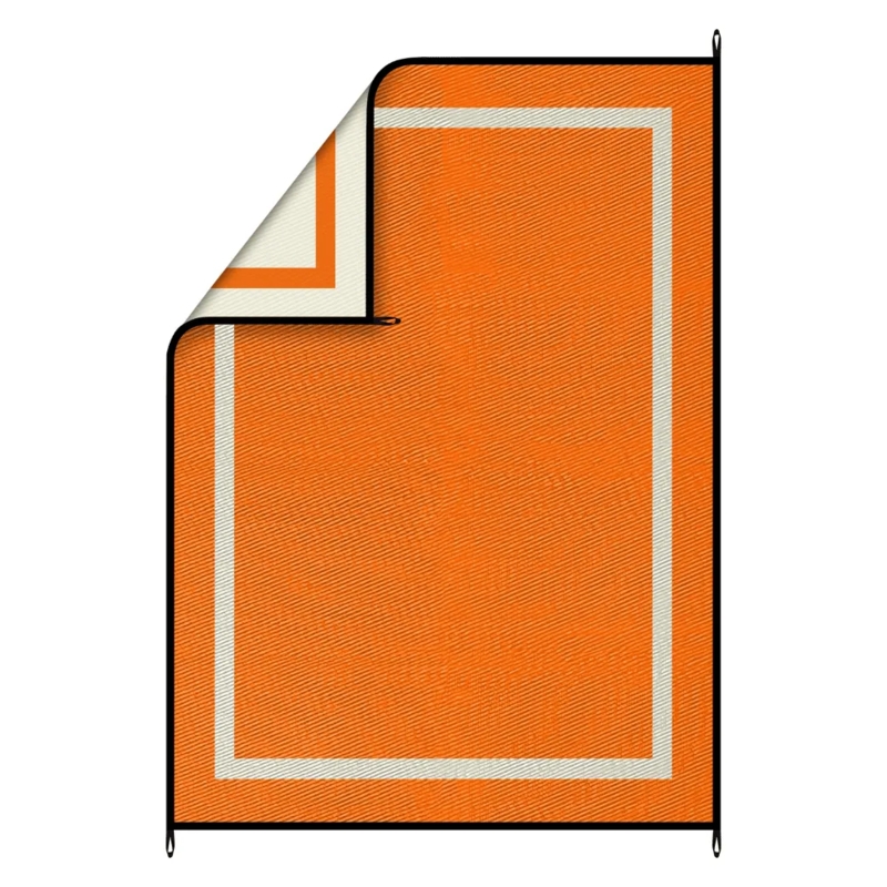 Outdoor Rug Orange Trellis Woven Plastic Low Profile Coastal Patio Mat