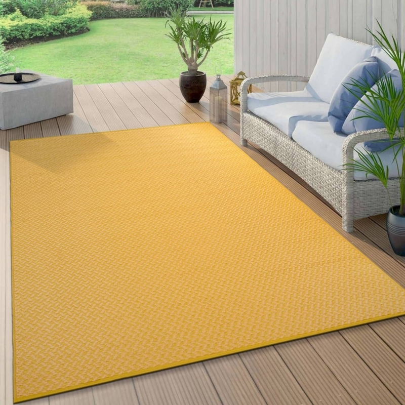 Outdoor Rug Reversible Brown Cream, Weather Resistant Deck Rug