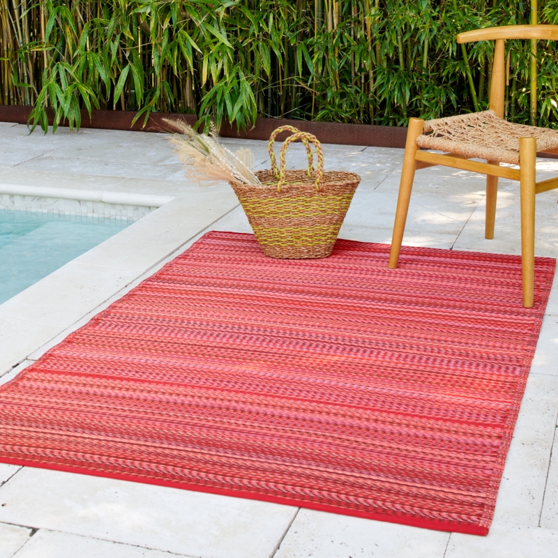 Outdoor Rug Terracotta Diamond Print Flatweave Bohemian Chic Rug