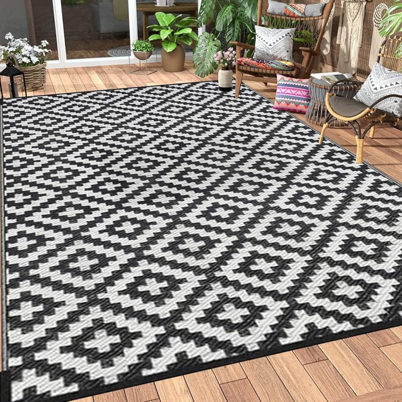 Outdoor Rug with Chevron Pattern, Geometric Chevron Outdoor Rug
