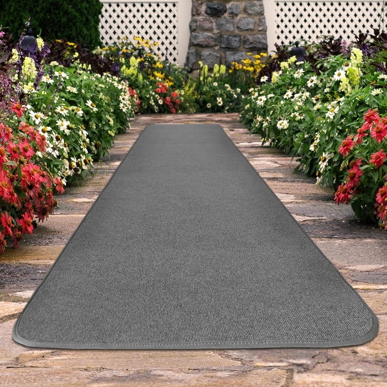 Outdoor Runner Rug Gray Utilitarian Low Pile Gray Outdoor Runner Rug