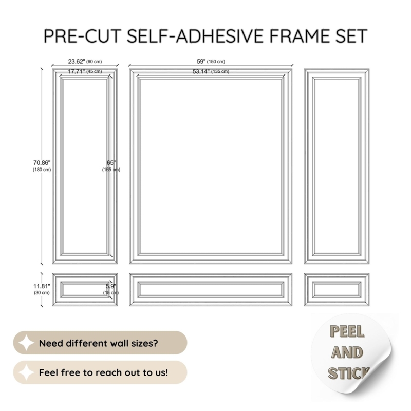 Peel and Stick White Wall Molding Kit Picture Frame Panels