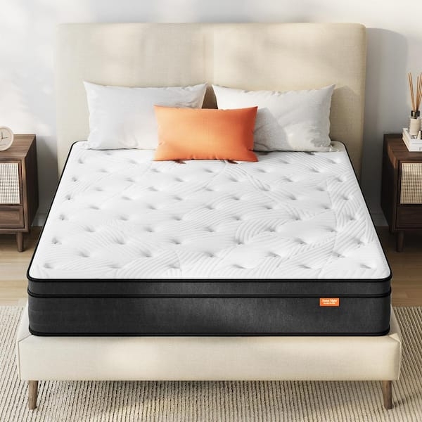 Pillow Top Mattress with Charcoal Side Panels, Minimalist Style