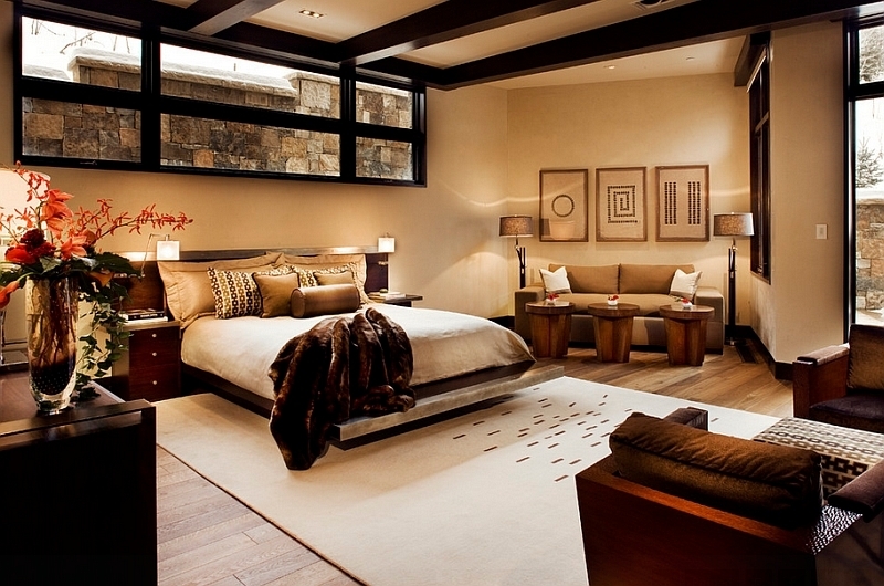 Platform Bed in Contemporary Basement with Clerestory Windows