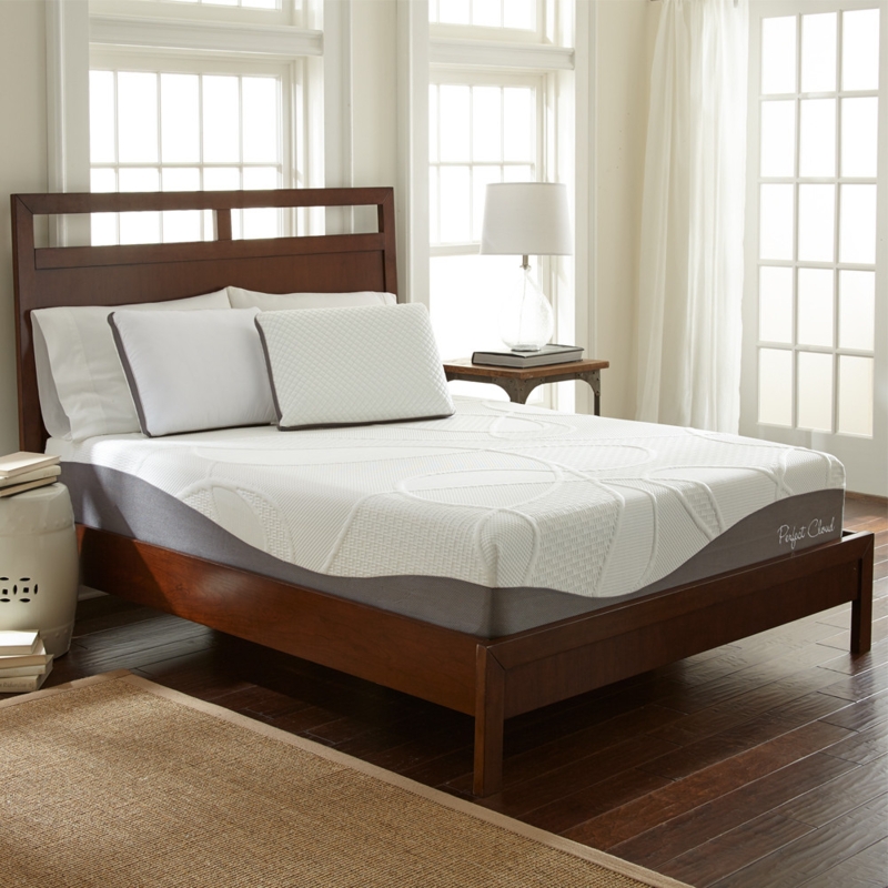 Platform Bed Mattress, Thick Profile, Modern Navy Bedroom Setting.
