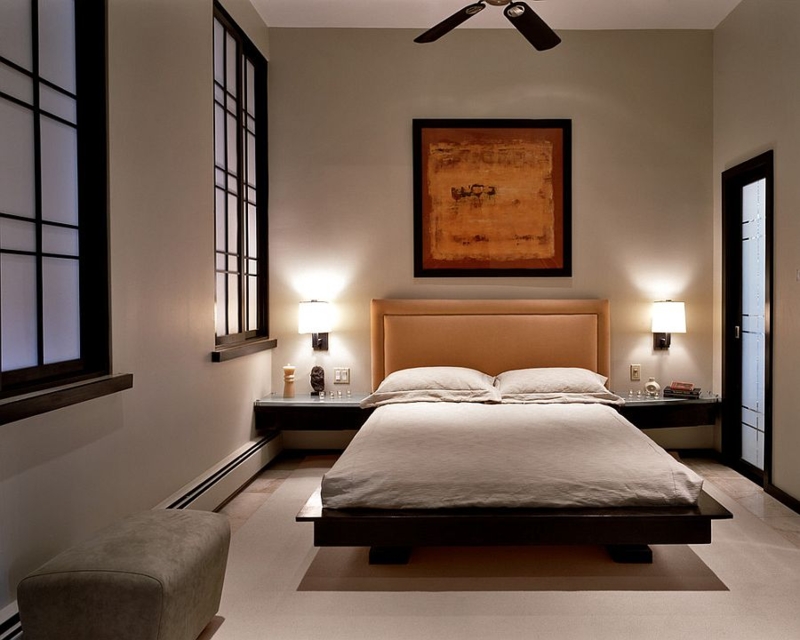 Platform Bed Shoji Style Windows Integrated Nightstands Zen Design