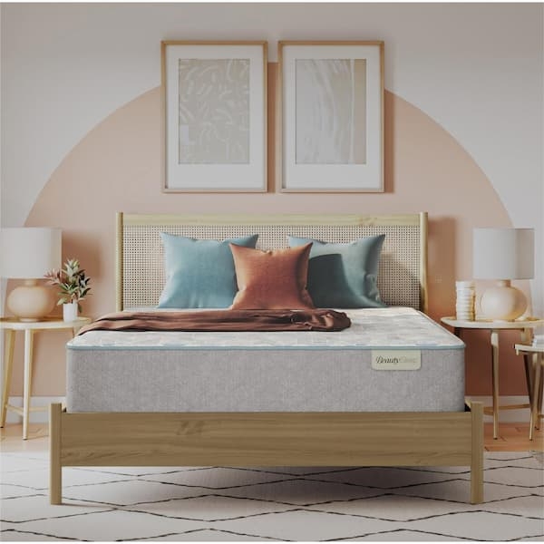 Plush Mattress, Deep Profile 13.75 Inch, Charcoal and White Quilted Top.