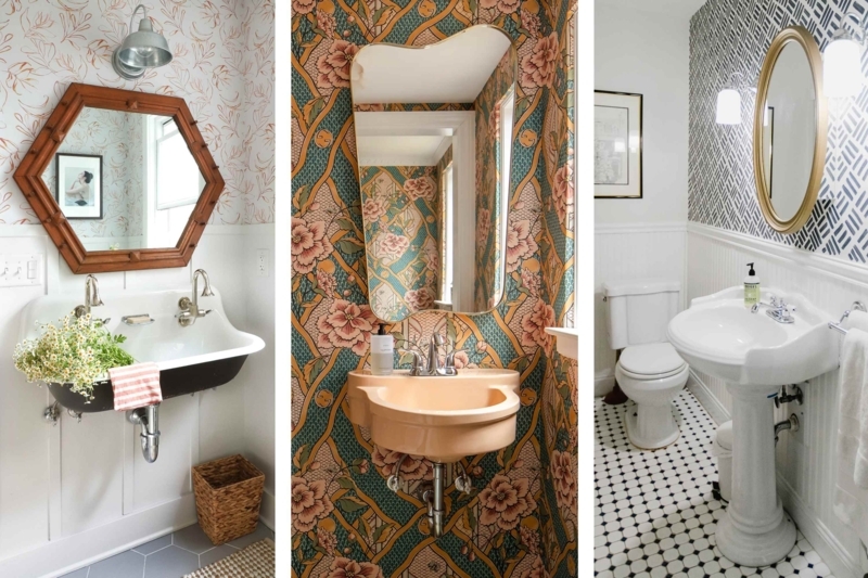 Powder Room Ideas: Bold Wallpaper and Statement Mirrors