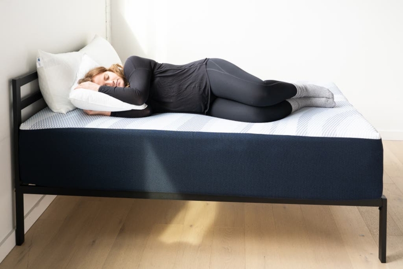 Quilted Mattress Geometric Pattern Low Profile Frame, Minimalist Styling