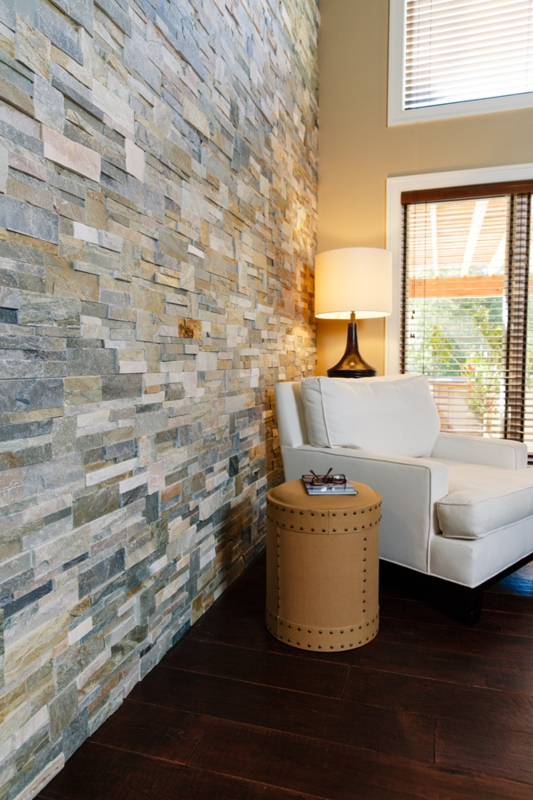 Reading Nook: Modern Rustic Style with Stacked Stone Accent Wall