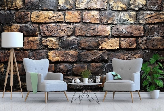Realistic 3D Wall Mural: Aged Brick Texture for Loft Style