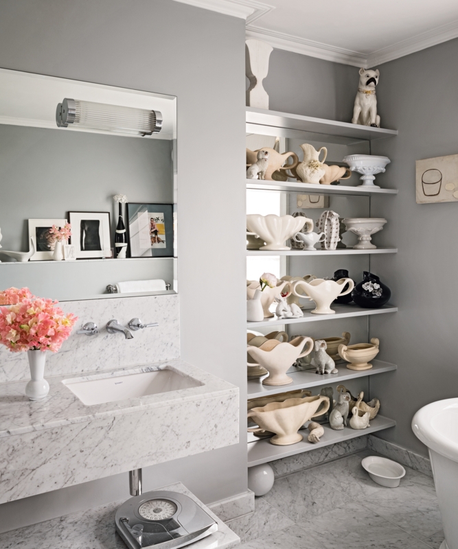 Recessed Bathroom Shelving Storage with Ceramic Collection
