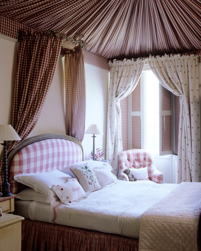 Red Gingham Curtains and Tented Ceiling Red Gingham Check Decor