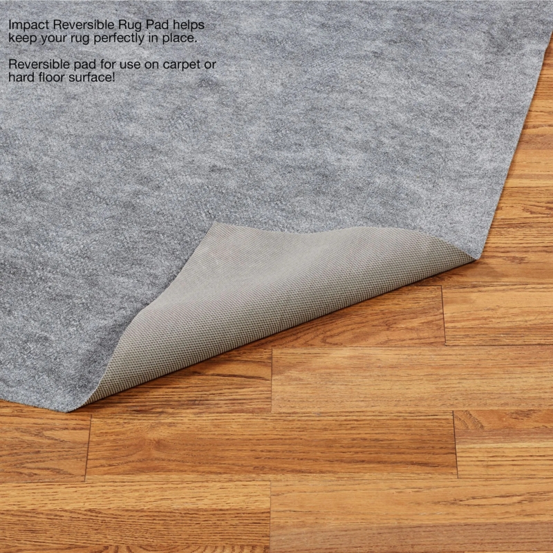 Reversible Gray Textured Rug Pad for Hard Floors or Carpet