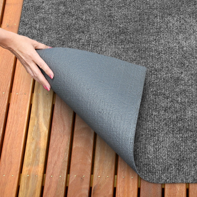 Ribbed Texture Patio Carpet Gray Low Pile Contemporary Utility