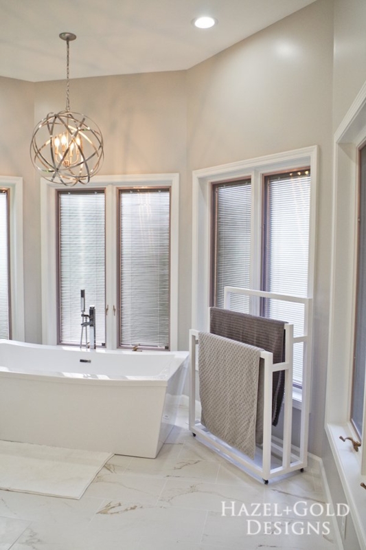 Rolling Towel Rack Multi Tier White Finish Transitional