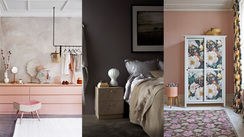 Romantic Floral Bedroom Decor Moodboard with Wardrobe Panels