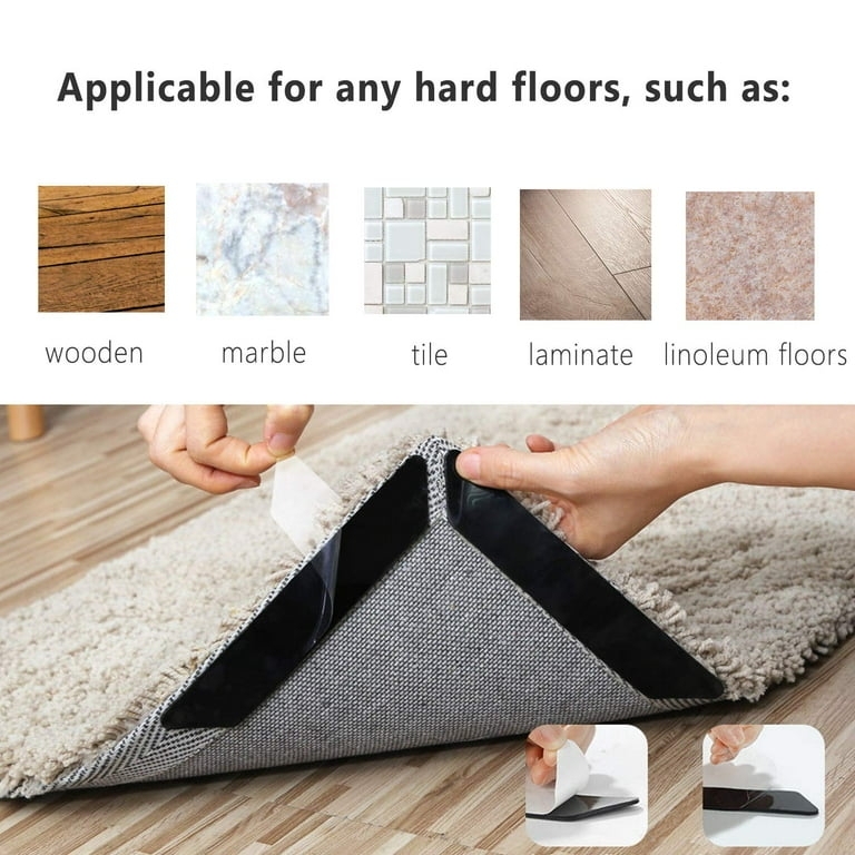 Rug Gripper: L-Shaped Design, Anti-Curling Black Adhesive