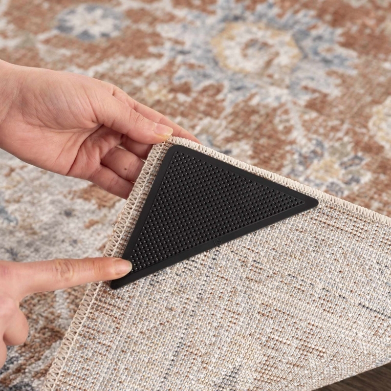 Rug Gripper Triangular Corner Design Black Non Slip Adhesive Pads
