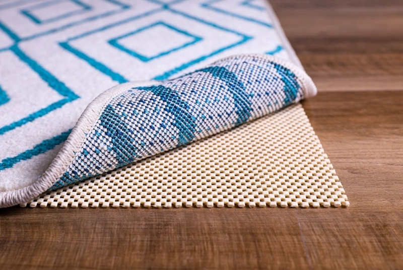 Rug Pad: Charcoal Grey Gridded Design, Non-Slip Patio Rug Padding