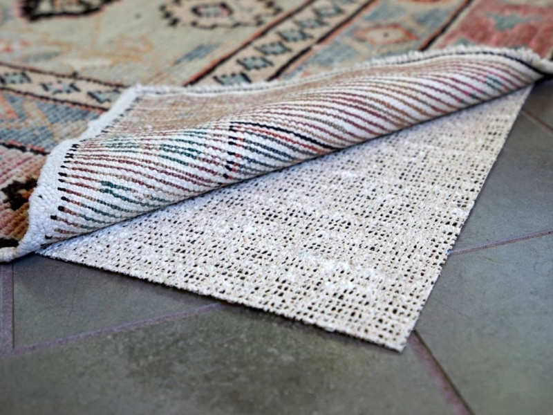 Rug Pad: Dual Layer Construction Waffle Grip Bottom for Tile