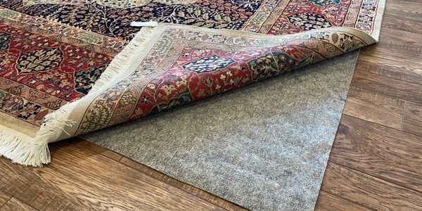 Rug Pad, Dual-Layer Tan Felt with Green Dimpled Moisture Barrier