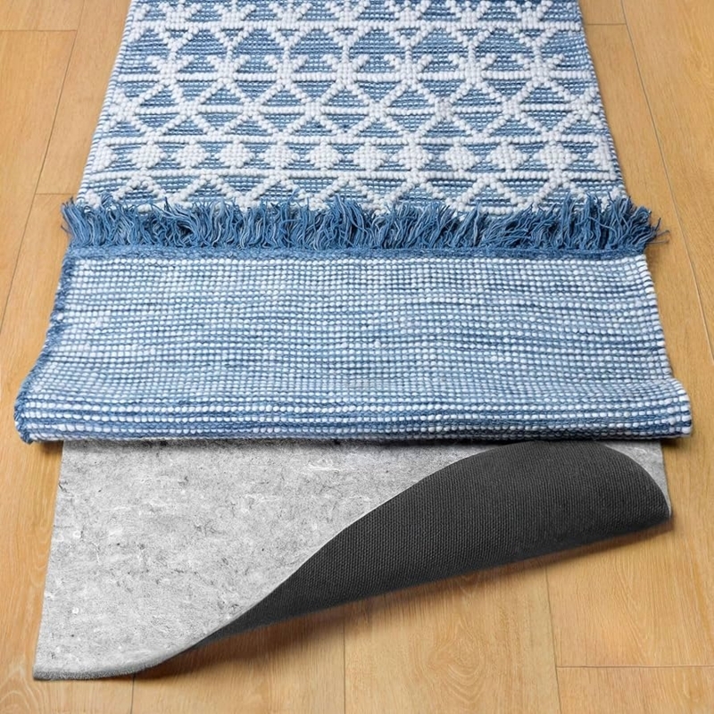 Rug Pad: Dual Surface Protection, Black Geometric Circular Grip Pattern