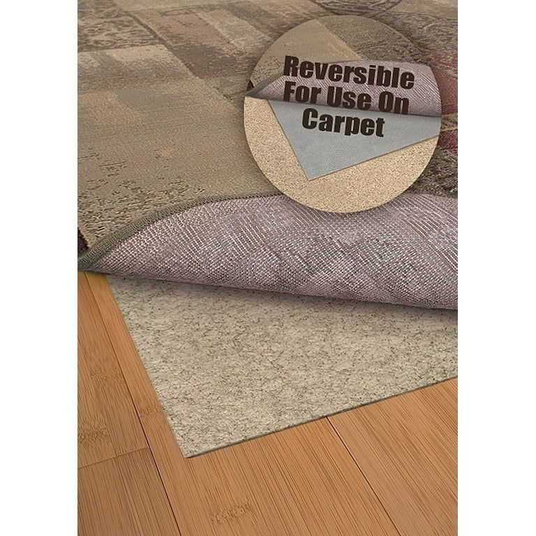 Rug Pad: Felt and Rubber Gripper, Gray Fiber and Black Rubberized