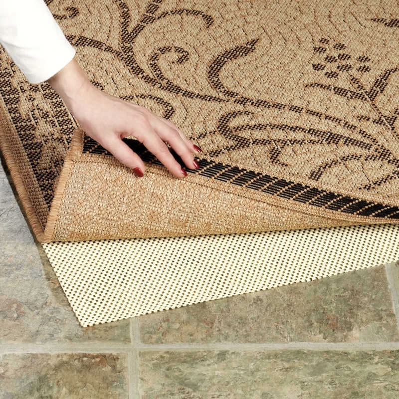 Rug Pad: Grey Mesh Drainage Holes, Drainable Outdoor Rug Foundation