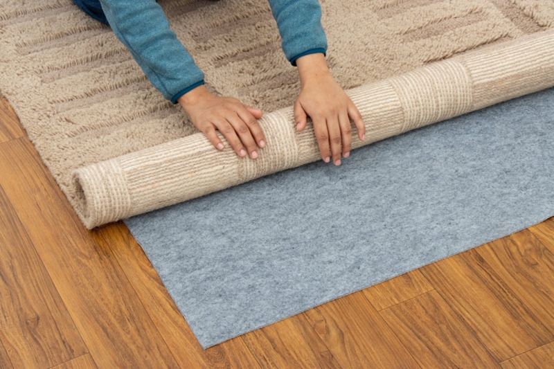 Rug Pad Gripper: Perforated Surface Slim Profile Non Slip Grey