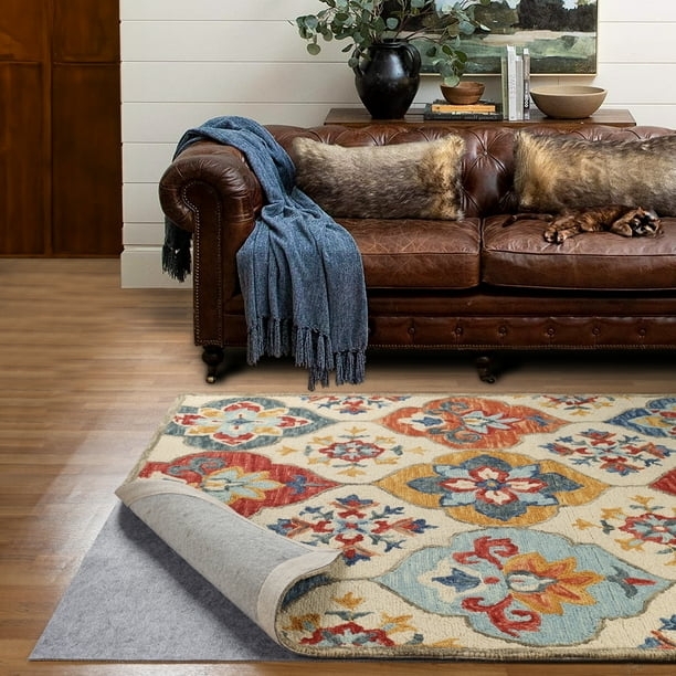 Rug Pad Honeycomb Backing Heather Grey Felt Dual Surface Cushion