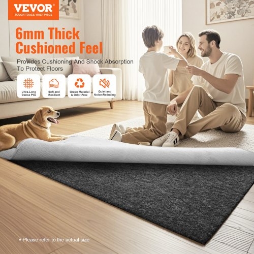 Rug Pad Honeycomb Grip Grey Synthetic Felt Protective Cushion