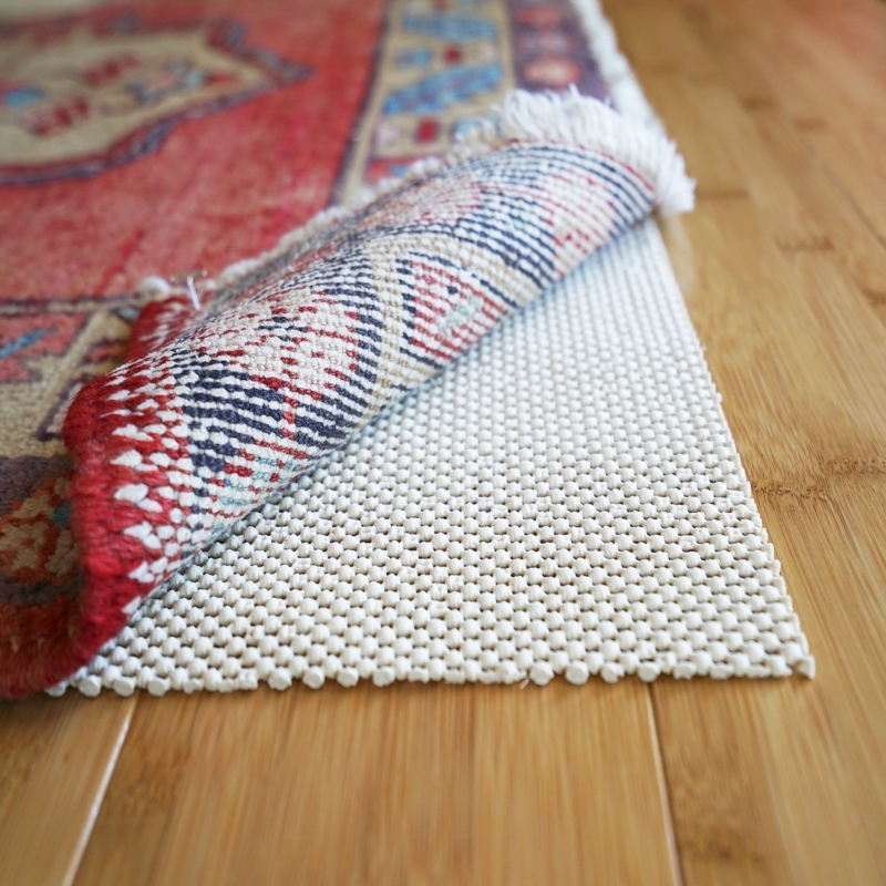 Rug Pad Ivory Tone Waffle Grid Low Profile Natural Rubber Base