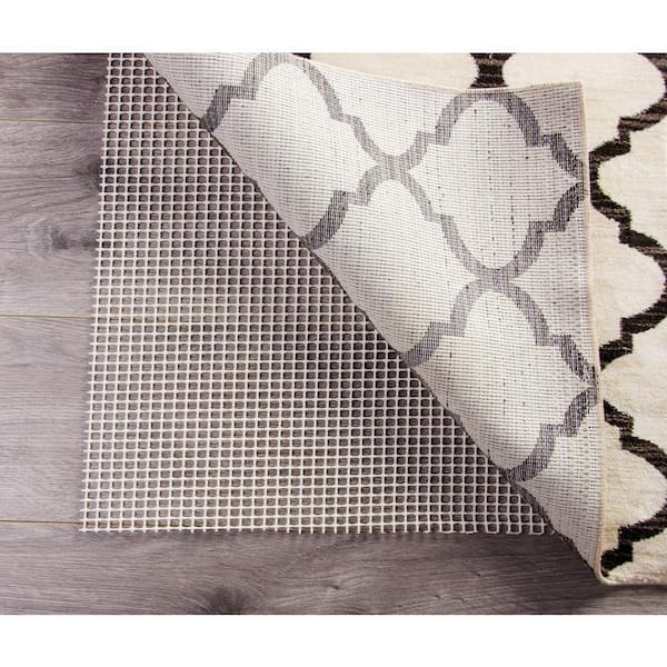 Rug Pad Lattice Weave Ivory Tone Perforated Grid Non-Slip Gripper