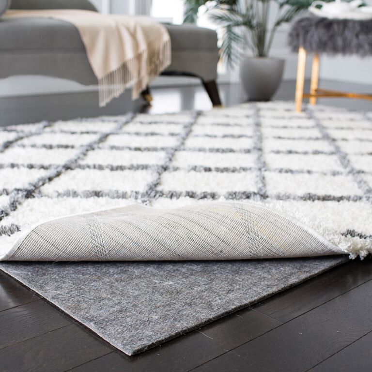 Rug Pad Mesh Lattice Low Profile Grip Cream Hardwood Protection
