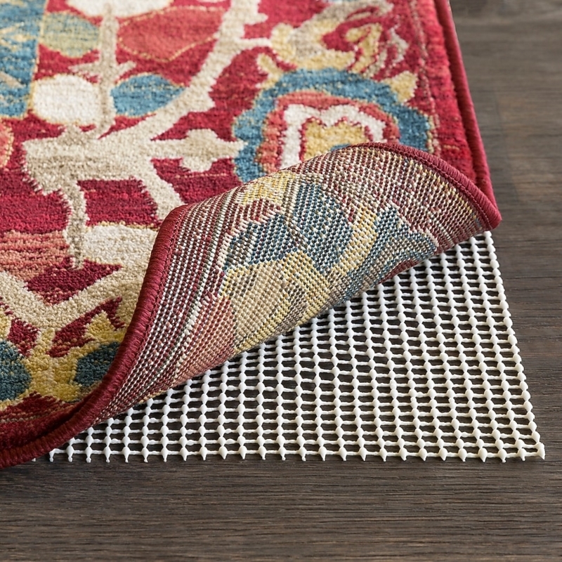 Rug Pad Open Grid Mesh White Rectangular Thin Profile Protective Gripper