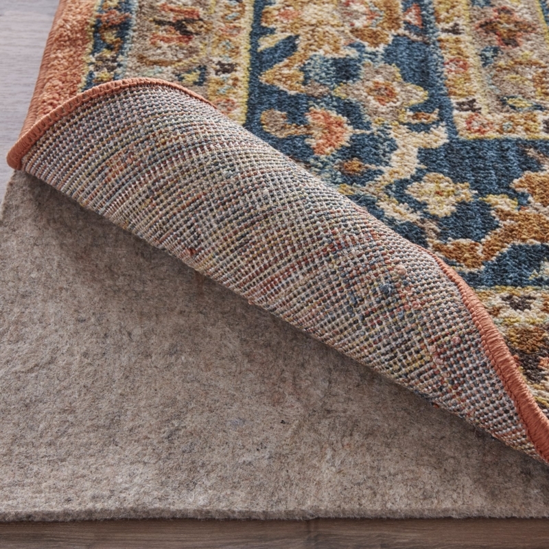Rug Pad Pebbled Rubber Grip Felt Cushioning Charcoal Dual Sided