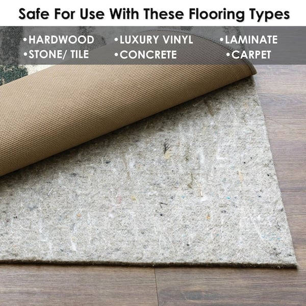 Rug Pad: Rectangular 3/8 Inch Thickness Felted Texture Cushioning