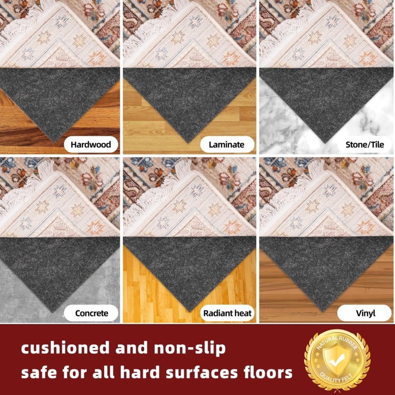 Rug Pad: Round Silhouette Cushioned Felt Rubber Non-Slip Gripper